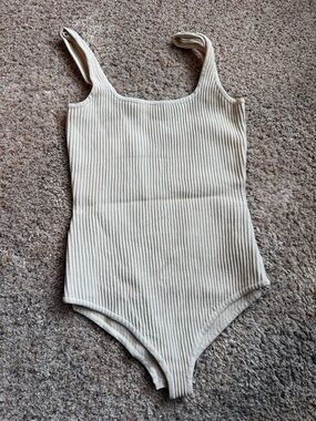 debut Cream Ribbed Bodysuit Tank